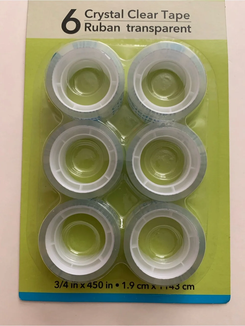 Crystal Clear Transparent Tape 6-Pack - Clear Adhesive Rolls
